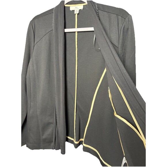 H Halston Open Front Blazer Jacket Women’s Size Medium Black Ivory Trim Office - Picture 6 of 10